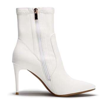 IDIFU Stretch Sock Sexy Pointed Toe Ankle Booties Stiletto High Heels for Women