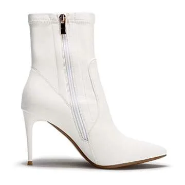 IDIFU Stretch Sock Sexy Pointed Toe Ankle Booties Stiletto High Heels for Women