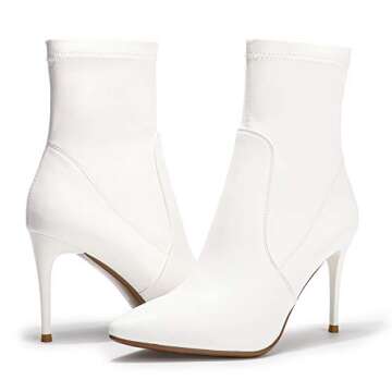IDIFU Stretch Sock Sexy Pointed Toe Ankle Booties Stiletto High Heels for Women