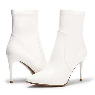 IDIFU Stretch Sock Sexy Pointed Toe Ankle Booties Stiletto High Heels for Women