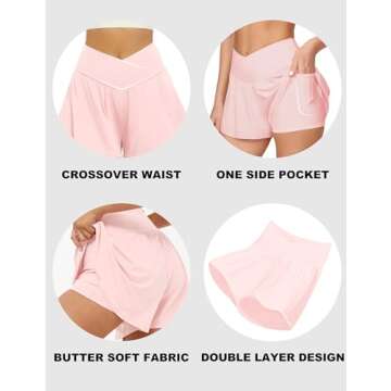 FireSwan Crossover Athletic Flowy Shorts for Women