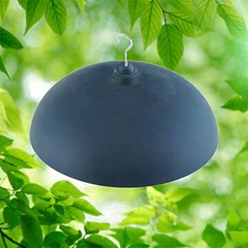 North States Two-Way Squirrel Baffle: Protects Bird Feeders, Hang or Pole Mount (pole sold separately). Adjustable to Fit Poles .5" to 1.25". Large Resin Baffle (15.75 diameter, Gray)