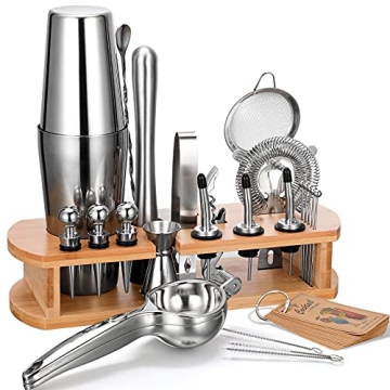 24-Piece Cocktail Shaker Bartender Kit for Home Mixology