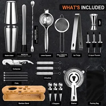 24-Piece Cocktail Shaker Bartender Kit for Home Mixology
