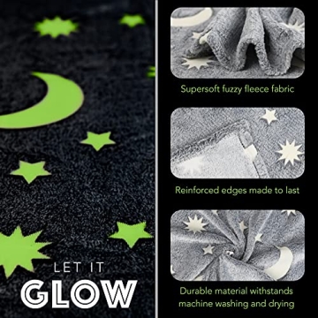 Glow in The Dark Throw Blanket for Kids 4-14 - Cozy & Fun