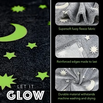 Glow in The Dark Throw Blanket for Kids 4-14 - Cozy & Fun