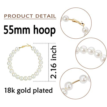 Pearl Hoop Earrings for Women Fashion Dangle Hypoallergenic Layer Earrings Drop Dangle Earrings Gifts for Women (Pearl hoop)