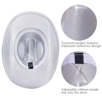 FGSS Silver Space Holographic Cowgirl Hat for Festivals