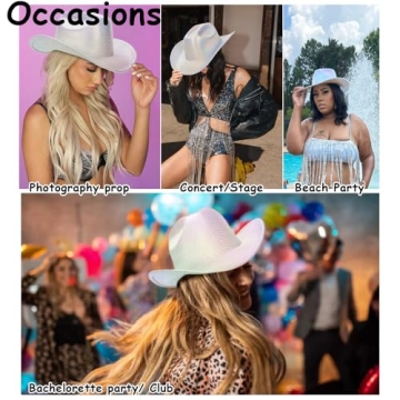 FGSS Silver Space Holographic Cowgirl Hat for Festivals
