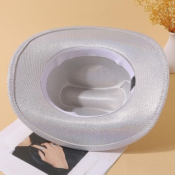 FGSS Silver Space Holographic Cowgirl Hat for Festivals