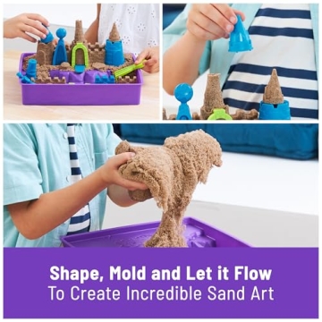 Kinetic Sand, Deluxe Beach Castle Playset with 2.5lbs of Beach Sand, Includes Molds and Tools, Sensory Toys for Kids Ages 5+