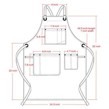 Jeanerlor Denim Hair Stylist Apron With Pockets for Women, Acid Washed Jean Work Tool Aprons Cross Back for Hairstylist (Denim Blue) Adjustable S to L