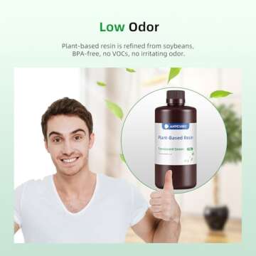 ANYCUBIC 3D Printer Resin with Low Odor and Safety, 405nm UV Plant-Based Rapid Resin with High Precision and Quick Curing for LCD 3D Printing (Clear Green, 1000g)