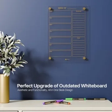 Clear Glass Weekly Dry Erase Calendar for Kitchen Organization