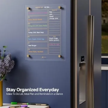 Clear Glass Weekly Dry Erase Calendar for Kitchen Organization