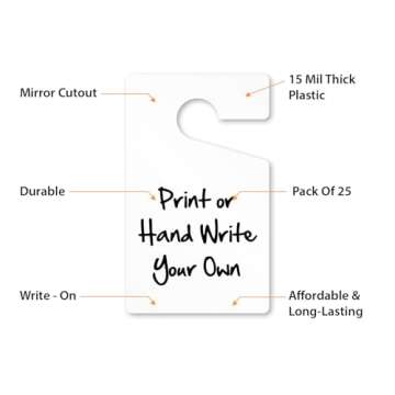 SmartSign (Pack of 25) 5 x 3 inch Blank Write-on/Printable Parking Permit Rearview Mirror Hang Tags, 15 mil PVC Vinyl, White