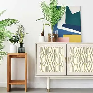 Gold and White Peel and Stick Wallpaper Geometric Hexagon Wall Paper Removable Self Adhesive Wallpaper Gold Striped Contact Paper for Cabinets Shelf Drawer Liner Vinyl Waterproof 17.7"x78.7" Upgrade