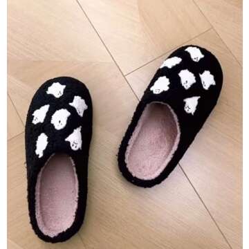 Pumpkin Slippers Halloween Slippers for Women Men House Shoes Spooky Slides Soft Warm Plush Couple Shoes PINK-39-40
