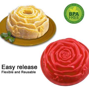 Rocutus 3 Pack Non-Stick Flower Shape Silicone Cake Bread Pie Flan Tart Jello Molds Silicone Baking ...