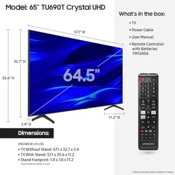 Samsung 65" Crystal UHD 4K Smart TV with Dolby Plus