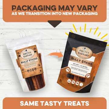 BRUTUS & BARNABY Grass Fed Bully Sticks for Dogs, Fully Digestible Dog chew, Grain Free, Rawhide Fre...
