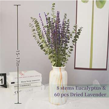 Glicrili 68 PCS Dried Eucalyptus Stems & Lavender Flowers Bundle for Shower,17'' Natural Real Live Eucalyptus Leaves & Aromatic Lavender Shower Plant, Mother's Day, Home Decoration,Fragrance