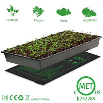 2 Pack 21W Seedling Heat Mat for Seed Starting,10" x 20.75" Waterproof Heating Pad for Indoor Plants Germination