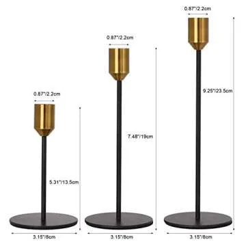 Denique Candlestick Holders 2 Sets, 6 PCS Brass Gold Black Taper Candle Holders, Candlestick Holders...