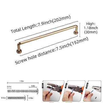 BUKOBYHE 10 Pack 7.5Inch Kitchen Cabinet Handles Champagne Copper Cabinet Zinc Alloy Pulls Gold Draw...