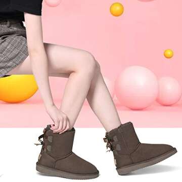 CAMEL Women's Winter Boots Warm Suede Snow Boot Outdoor Fur Lining Fashion Ankle Booties for Ladies Girls