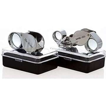 2pc Jewelers Eye Loupe Set 10X 30X Magnifying Glass
