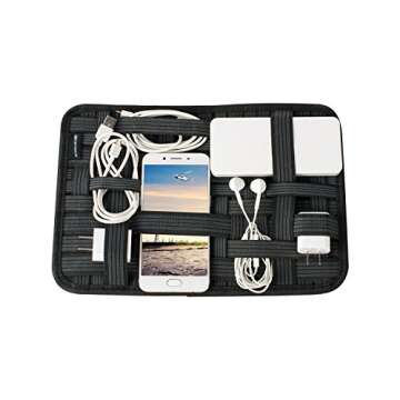 Kopack Electronics Organizer Board Cord Gadget Organizer with Storage Bag for Power Bank/Charging Cable/Digital Device