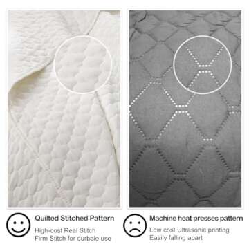 HORIMOTE HOME Cream Quilt Queen Size, Lightweight Quilt for Summer Ultra-Soft Microfiber Modern Style Quilted Clouds Pattern Bedspread Quit Set 3 Pieces(1 Quilt and 2 Pillow Shams)