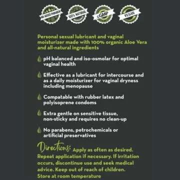 Desert Harvest Aloe Glide, Cold-Pressed Organic Aloe Vera Sexual Lubricant & Vaginal Moisturizer, 8 oz