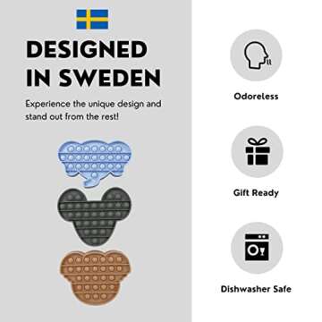 AGERFALK (3 Pack) Cute Pop it´s Fidgets for Girls 10-12, Elephant, Mickey, Koala, Valentines Pop it, Anxiety and Stress Relief Poppit