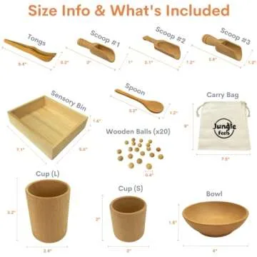 Sensory Bin Tools with Wooden Sensory Bin for Toddlers, 10 Piece Sensory Box Set, 20 Wooden Sensory Balls, Sensory Toys for Toddlers & Sensory Tools for Developing Fine Motor Skills, Montessori Play