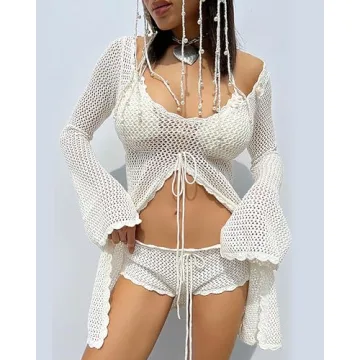 BAIMORE Sexy Scoop Neck Beach Cover Up Dress for Women