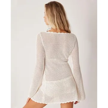 BAIMORE Sexy Scoop Neck Beach Cover Up Dress for Women