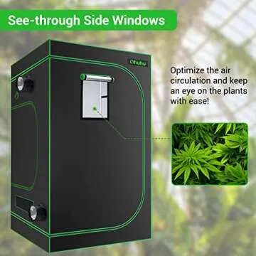 4x4 Grow Tent, Ohuhu 48x48x80 Inch Indoor High-Reflective Mylar Hydroponic Grow Tents 600D Oxford with Observation Window Floor Tray and Tool Bag, Growing Tent for Plant Growing Gardening Germination
