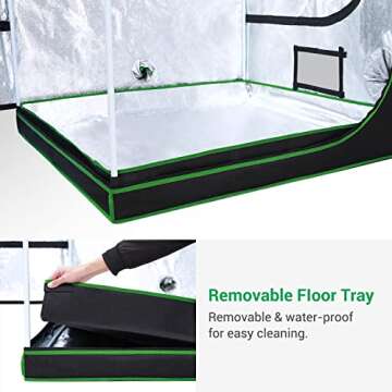 4x4 Grow Tent, Ohuhu 48x48x80 Inch Indoor High-Reflective Mylar Hydroponic Grow Tents 600D Oxford with Observation Window Floor Tray and Tool Bag, Growing Tent for Plant Growing Gardening Germination