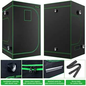 4x4 Grow Tent, Ohuhu 48x48x80 Inch Indoor High-Reflective Mylar Hydroponic Grow Tents 600D Oxford with Observation Window Floor Tray and Tool Bag, Growing Tent for Plant Growing Gardening Germination