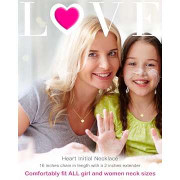 Heart Necklace, Girl Necklace, Initial Necklace Gold, Personalized Necklaces for Girls, Necklaces wi...