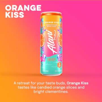 Alani Nu ORANGE KISSSugar Free Low Calorie Energy Drinks | 200mg Caffeine | Biotin B Vitamins | Zero Sugar | 15 Calories | 12 Fl Oz Cans | 12 Pack