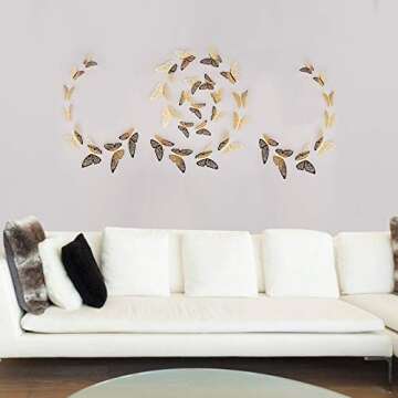 FOMTOR Gold 3D Butterfly Wall Stickers for Home Decor