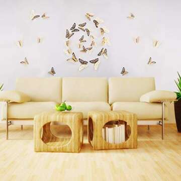 FOMTOR Gold 3D Butterfly Wall Stickers for Home Decor