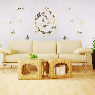 FOMTOR Gold 3D Butterfly Wall Stickers for Home Decor