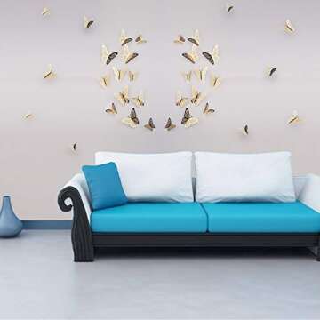 FOMTOR Gold 3D Butterfly Wall Stickers for Home Decor