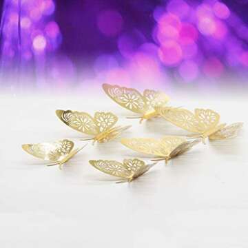 FOMTOR Gold 3D Butterfly Wall Stickers for Home Decor