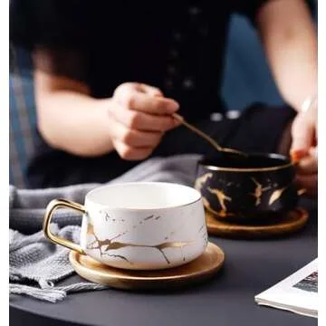 Luxury Golden Hand Print Coffee Teacup Set for All