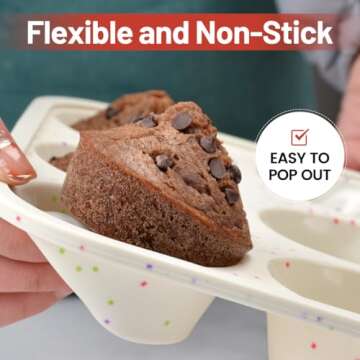 CAKETIME Silicone Muffin Pan, Metal Reinforced Frame Cupcake Pan 12 Cups Regular Size Easy to Move in or Out of Oven Non-Stick (1)